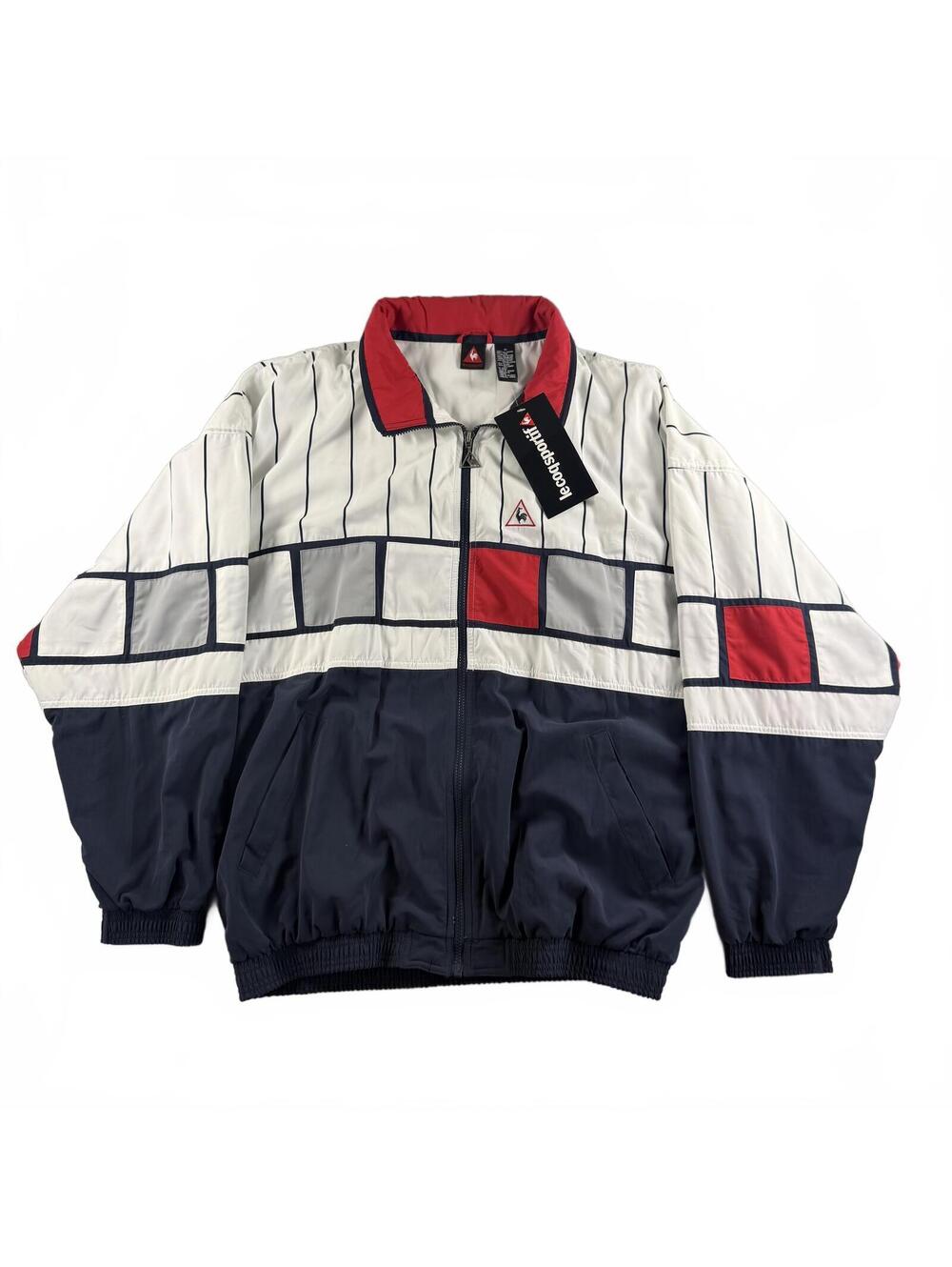 Vintage Le Coq Sportif Windbreaker Jacket XL 90s Colorblock Pinstripe NWT